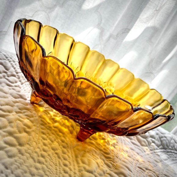 Vintage Other - Amber Indiana Glass Harvest Console Bowl